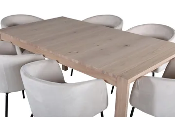 Slider Matgruppe Forlengningsbar 170 cm Rektangulær med 6 Berit stoler - Beige - Møbler - Bord - Spisegrupper