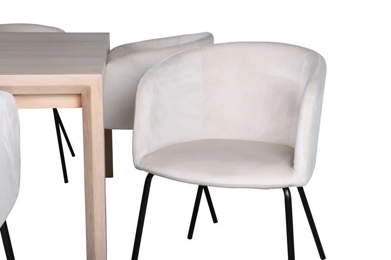 Slider Matgruppe Forlengningsbar 170 cm Rektangulær med 6 Berit stoler - Beige - Møbler - Bord - Spisegrupper