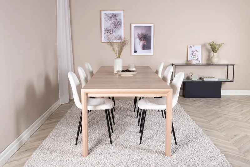 Slider Matgruppe Utvidbar 170 cm Rektangulær med 6 Polar stoler - Sort - Møbler - Bord - Spisegrupper