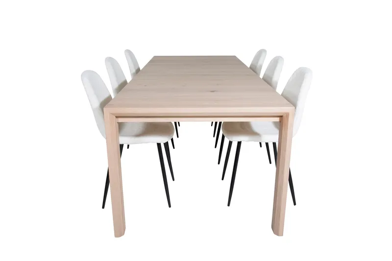 Slider Matgruppe Utvidbar 170 cm Rektangulær med 6 Polar stoler, Sort