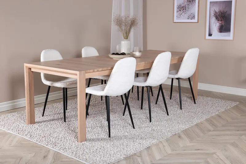 Slider Matgruppe Utvidbar 170 cm Rektangulær med 6 Polar stoler - Sort - Møbler - Bord - Spisegrupper