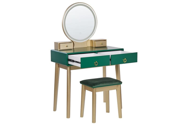 Sminkbord Fedry Grønn, gull - Grønn, gull - Møbler - Bord - Sminkebord & toalettbord - Sminkebord med speil