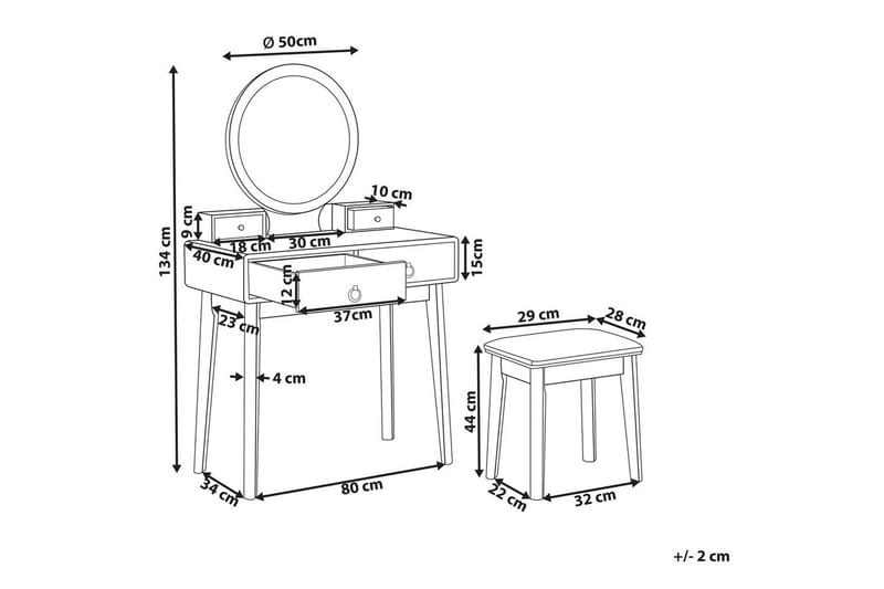 Sminkbord Fedry Grønn, gull - Grønn, gull - Møbler - Bord - Sminkebord & toalettbord - Sminkebord med speil