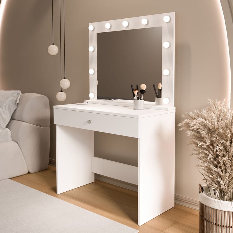 Sminkebord Hanah Home Monaire (80 x 147 x 42,5 cm) Hvit - Hvit - Møbler - Bord - Sminkebord & toalettbord