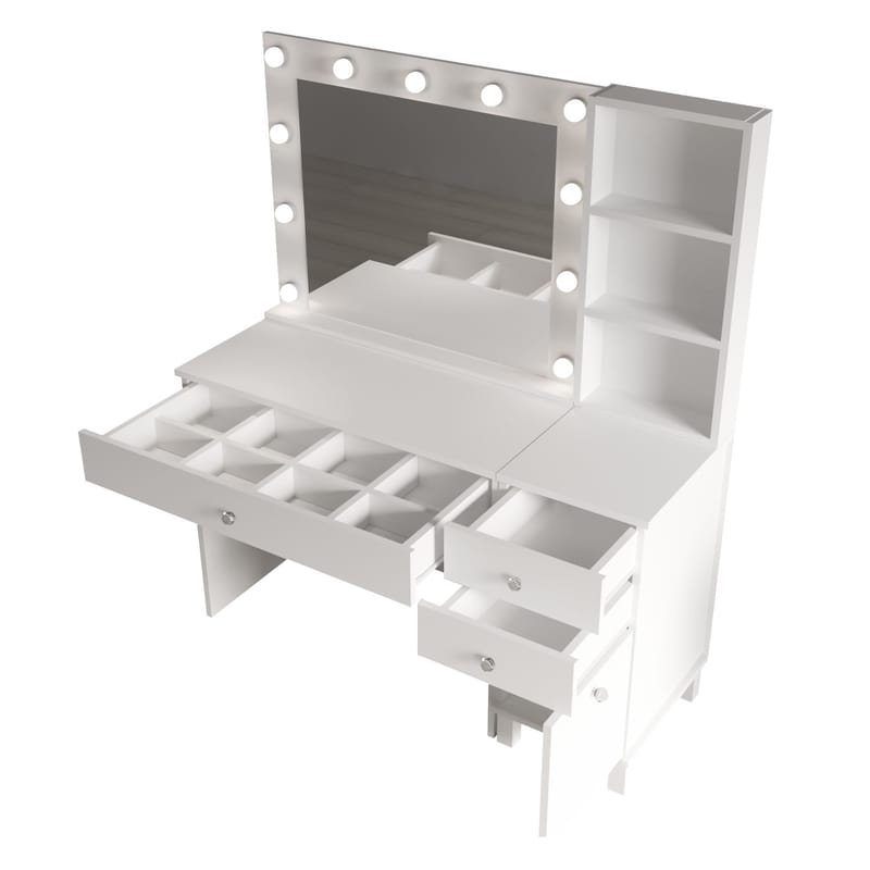 Sminkebord Hanah Home Monroe (125,4 x 147 x 44,5 cm) Hvit - Hvit - Møbler - Bord - Sminkebord & toalettbord