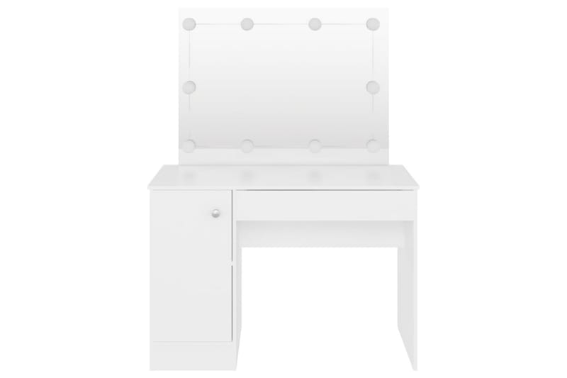 Sminkebord med LED-lys 110x55x145 cm MDF hvit - Hvit - Sminkebord & toalettbord