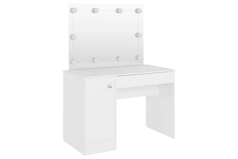 Sminkebord med LED-lys 110x55x145 cm MDF hvit - Hvit - Sminkebord & toalettbord