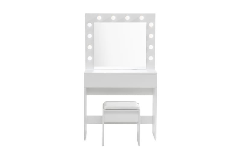 Angarn Sminkebord 80 cm med LED-Belysning - Hvit - Sminkebord med lamper - Sminkebord & toalettbord - Sminkebord med speil