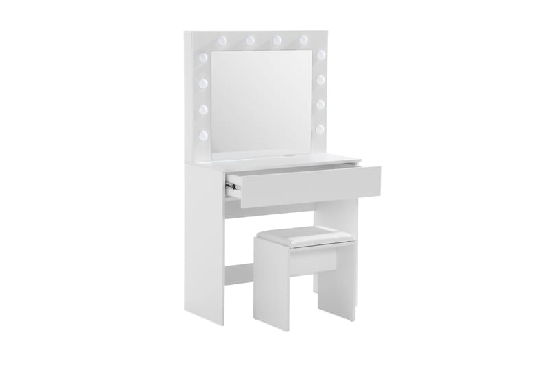 Angarn Sminkebord 80 cm med LED-Belysning - Hvit - Sminkebord med speil - Sminkebord & toalettbord - Sminkebord med lamper