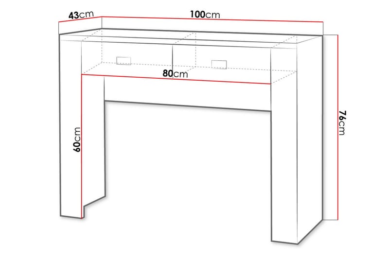 Cezar Sminkebord 100x43x76 cm - Beige / Grå - Møbler - Bord - Sminkebord & toalettbord
