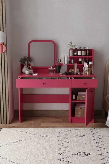 Fabrony sminkebord med speil 124 cm - Bringebær - Møbler - Bord - Sminkebord & toalettbord