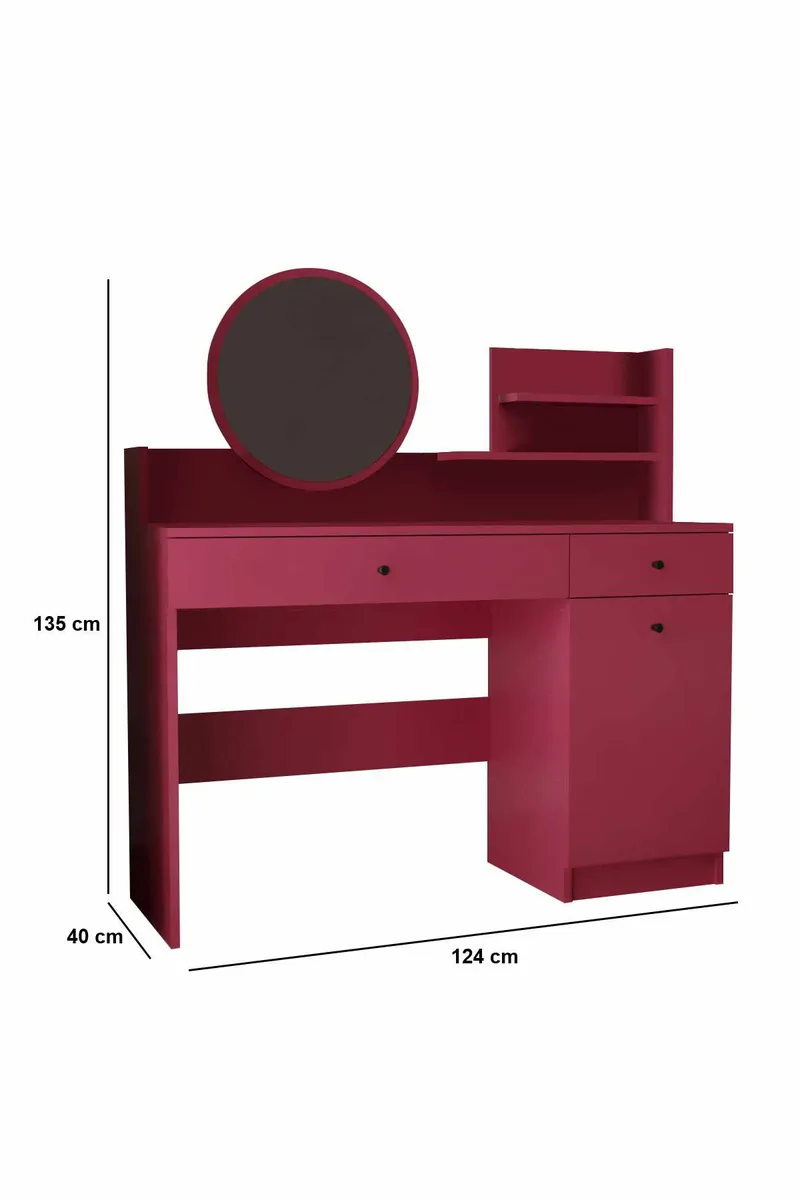 Fabrony sminkebord med speil 124 cm - Bringebær - Møbler - Bord - Sminkebord & toalettbord - Sminkebord med speil