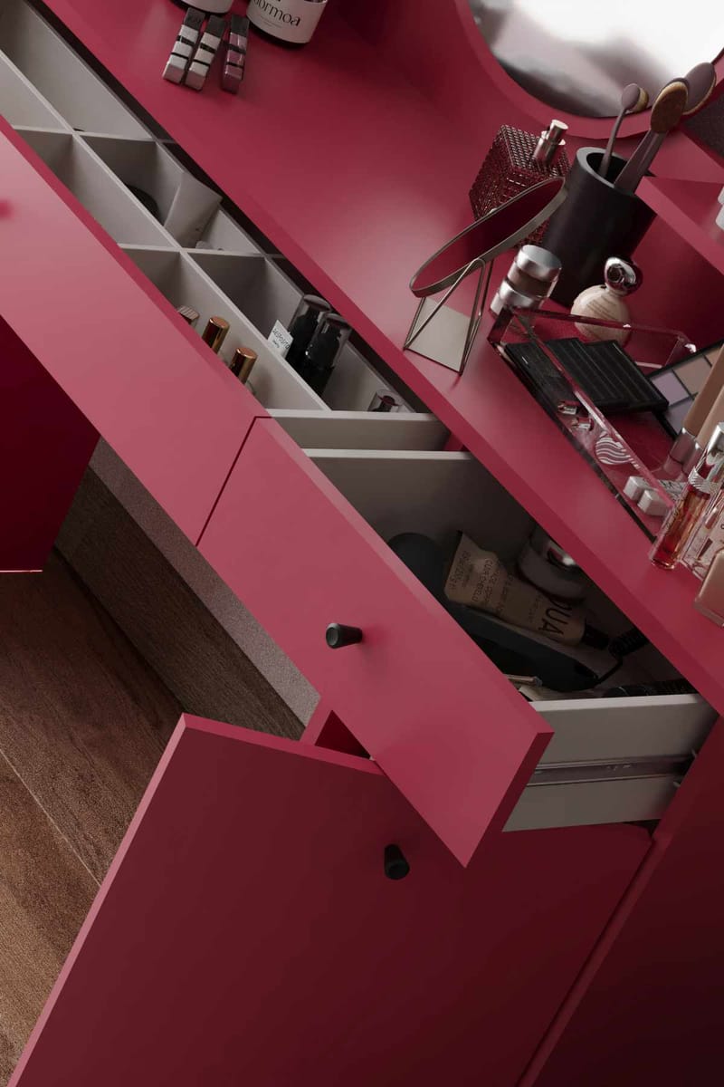 Fabrony sminkebord med speil 124 cm - Bringebær - Møbler - Bord - Sminkebord & toalettbord - Sminkebord med speil