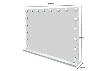 Glow Sminkebord 120 cm med Glassplate Oppbevaring og Skuffer samt Speil 80 cm med Belysning - Hvit - Møbler - Bord - Sminkebord & toalettbord