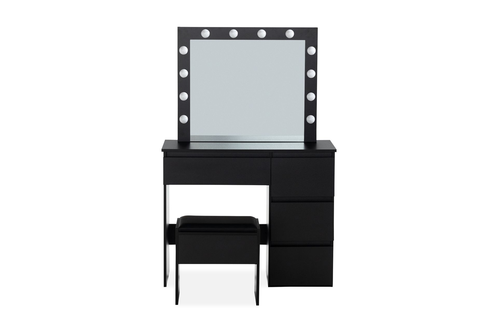 Hakebo Sminkbord 140 cm med LED Belysning - Svart - Møbler - Bord - Sminkebord & toalettbord - Sminkebord med speil