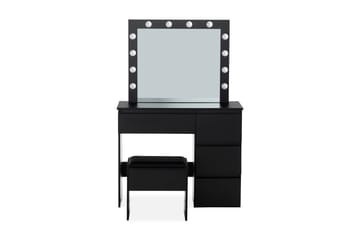 Hakebo Sminkbord 140 cm med LED Belysning - Svart - Møbler - Bord - Sminkebord & toalettbord - Sminkebord med speil