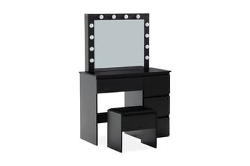 Hakebo Sminkbord 140 cm med LED Belysning - Svart - Møbler - Bord - Sminkebord & toalettbord - Sminkebord med speil