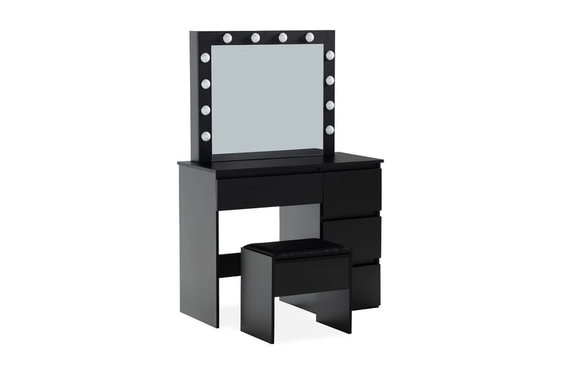 Hakebo Sminkbord 140 cm med LED Belysning - Svart - Møbler - Bord - Sminkebord & toalettbord - Sminkebord med speil