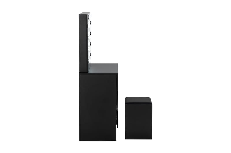 Hakebo Sminkbord 140 cm med LED Belysning - Svart - Møbler - Bord - Sminkebord & toalettbord - Sminkebord med speil
