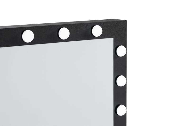 Hakebo Sminkbord 140 cm med LED Belysning - Svart - Sminkebord med speil - Sminkebord & toalettbord - Sminkebord med lamper