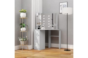 Hjørnemontert sminkebord med LED betonggrå 111x54x141,5 cm - Møbler - Bord - Sminkebord & toalettbord