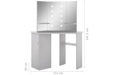 Hjørnemontert sminkebord med LED betonggrå 111x54x141,5 cm - Møbler - Bord - Sminkebord & toalettbord