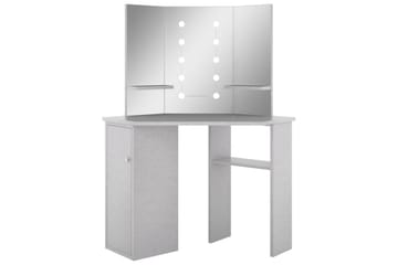 Hjørnemontert sminkebord med LED betonggrå 111x54x141,5 cm - Møbler - Bord - Sminkebord & toalettbord
