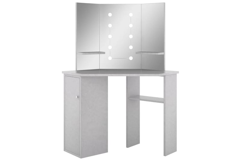Hjørnemontert sminkebord med LED betonggrå 111x54x141,5 cm - Møbler - Bord - Sminkebord & toalettbord