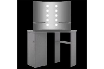 Hjørnemontert sminkebord med LED betonggrå 111x54x141,5 cm - Møbler - Bord - Sminkebord & toalettbord