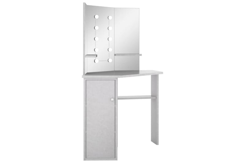 Hjørnemontert sminkebord med LED betonggrå 111x54x141,5 cm - Møbler - Bord - Sminkebord & toalettbord