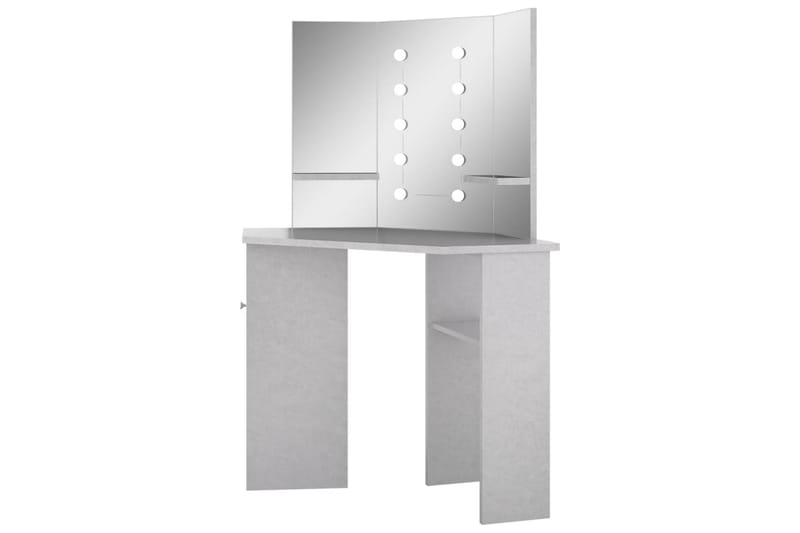 Hjørnemontert sminkebord med LED betonggrå 111x54x141,5 cm - Møbler - Bord - Sminkebord & toalettbord