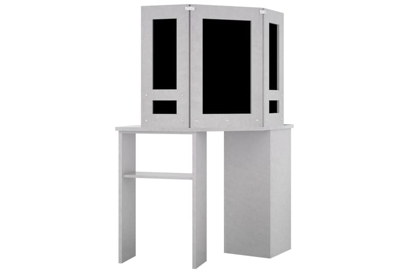 Hjørnemontert sminkebord med LED betonggrå 111x54x141,5 cm - Møbler - Bord - Sminkebord & toalettbord