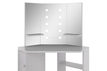 Hjørnemontert sminkebord med LED betonggrå 111x54x141,5 cm - Møbler - Bord - Sminkebord & toalettbord