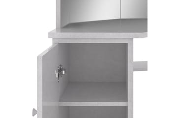 Hjørnemontert sminkebord med LED betonggrå 111x54x141,5 cm - Møbler - Bord - Sminkebord & toalettbord