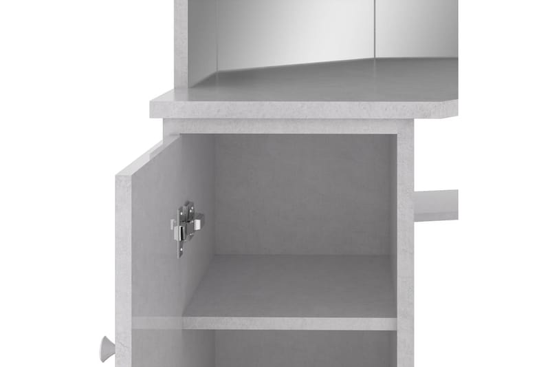 Hjørnemontert sminkebord med LED betonggrå 111x54x141,5 cm - Sminkebord & toalettbord - Sminkebord med lamper - Sminkebord med speil