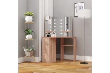 Hjørnemontert sminkebord med LED eik 111x54x141,5 cm - Møbler - Bord - Sminkebord & toalettbord