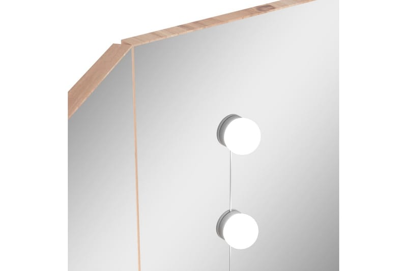 Hjørnemontert sminkebord med LED eik 111x54x141,5 cm - Møbler - Bord - Sminkebord & toalettbord