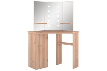Hjørnemontert sminkebord med LED eik 111x54x141,5 cm - Møbler - Bord - Sminkebord & toalettbord