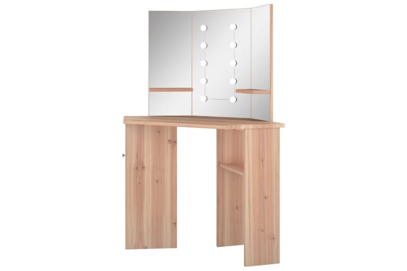 Hjørnemontert sminkebord med LED eik 111x54x141,5 cm - Møbler - Bord - Sminkebord & toalettbord