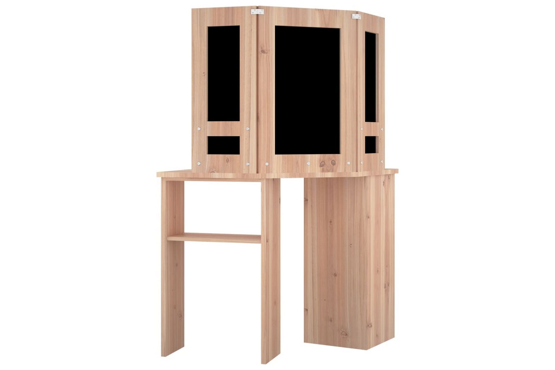 Hjørnemontert sminkebord med LED eik 111x54x141,5 cm - Møbler - Bord - Sminkebord & toalettbord