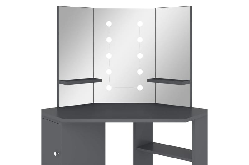 Hjørnemontert sminkebord med LED grå 111x54x141,5 cm - Gr�å - Sminkebord & toalettbord