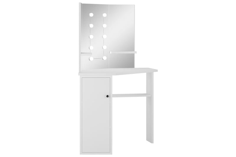 Hjørnemontert sminkebord med LED hvit - Hvit - Sminkebord & toalettbord - Sminkebord med lamper - Sminkebord med speil