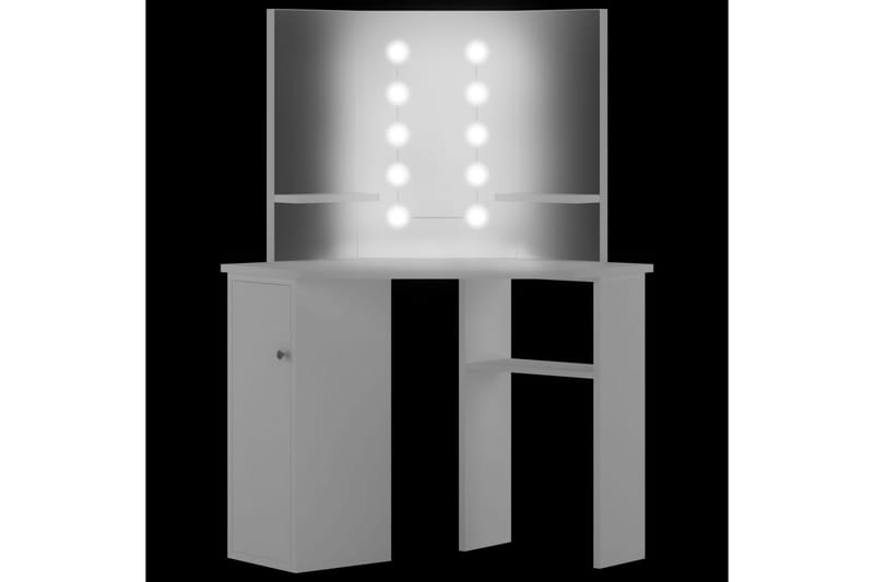 Hjørnemontert sminkebord med LED hvit - Hvit - Sminkebord & toalettbord - Sminkebord med lamper - Sminkebord med speil