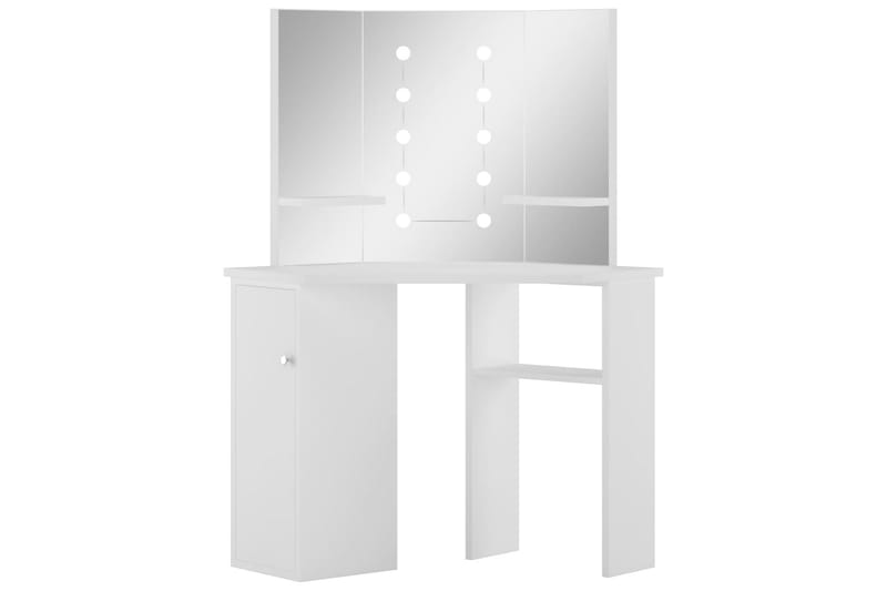 Hjørnemontert sminkebord med LED hvit - Hvit - Møbler - Bord - Sminkebord & toalettbord