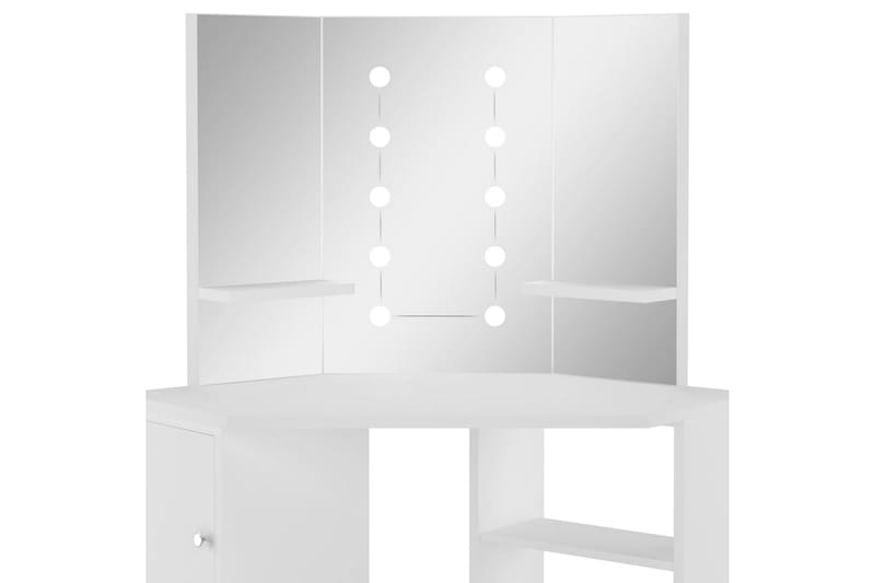 Hjørnemontert sminkebord med LED hvit - Hvit - Møbler - Bord - Sminkebord & toalettbord