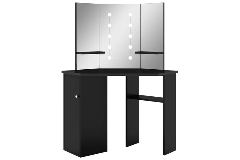 Hjørnemontert sminkebord med LED svart 111x54x141,5 cm - Svart - Møbler - Bord - Sminkebord & toalettbord