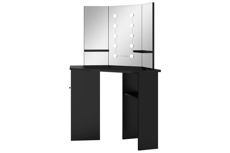 Hjørnemontert sminkebord med LED svart 111x54x141,5 cm - Svart - Møbler - Bord - Sminkebord & toalettbord