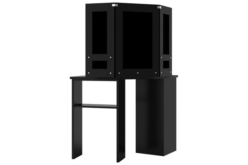 Hjørnemontert sminkebord med LED svart 111x54x141,5 cm - Svart - Møbler - Bord - Sminkebord & toalettbord