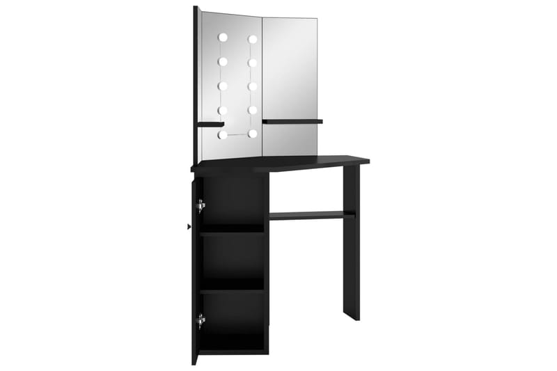Hjørnemontert sminkebord med LED svart 111x54x141,5 cm - Svart - Møbler - Bord - Sminkebord & toalettbord