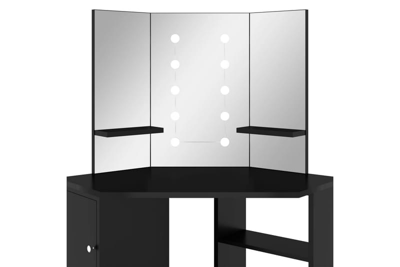 Hjørnemontert sminkebord med LED svart 111x54x141,5 cm - Svart - Møbler - Bord - Sminkebord & toalettbord